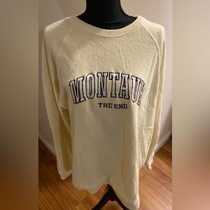 Montauk Size XL Women's Yellow Terry Cloth Scoop Neck Long Sleeved Sweatshirt